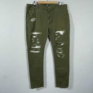Blac Leaf Distressed Jeans Mens 38 Olive Green Excellent Ripped Streetwear Pants